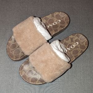 Coach Ulla Shearling Slide Slippers, size 7